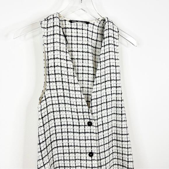 ZARA Tweed Pinafore Ruffle Hem Mini Dress XS - Picture 4 of 8